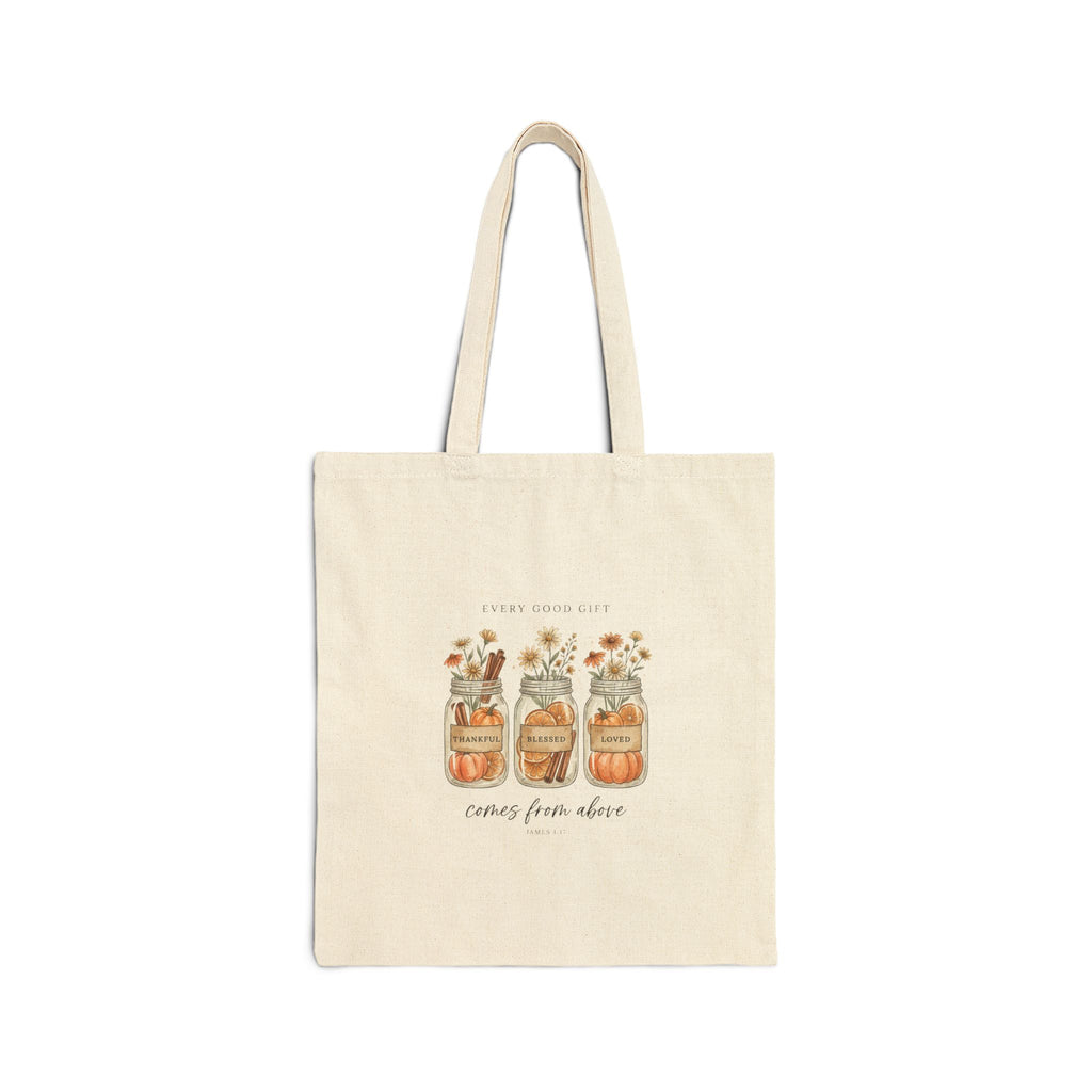 Grateful Heart Fall Floral Tote | Christian Autumn, Pumpkin Mason Jars