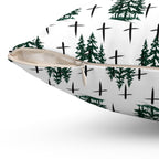 Faith Inspired Christmas Trees and Crosses Pillow | Spun Polyester Square Pillow