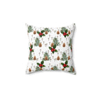 Contemporary Faith-Inspired Christmas Trees & Crosses Holiday Pillow — Holly Berries Accent