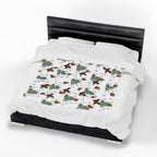 Faith Inspired Pinecone,Tree, and Cross Velveteen Plush Blanket | Christmas Decor, Lightweight