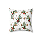 Contemporary Faith-Inspired Christmas Trees & Crosses Holiday Pillow — Holly Berries Accent