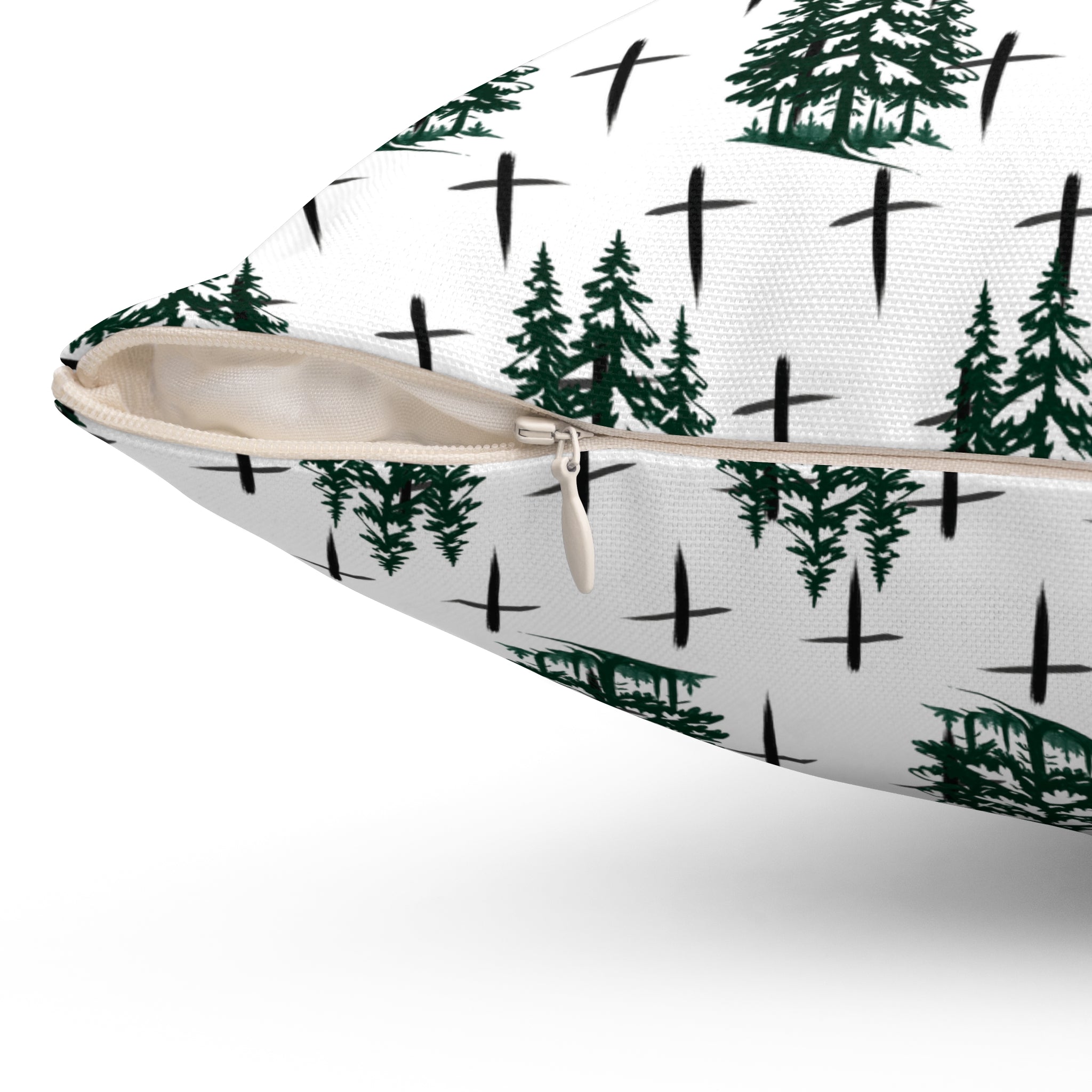 Faith Inspired Christmas Trees and Crosses Pillow | Spun Polyester Square Pillow