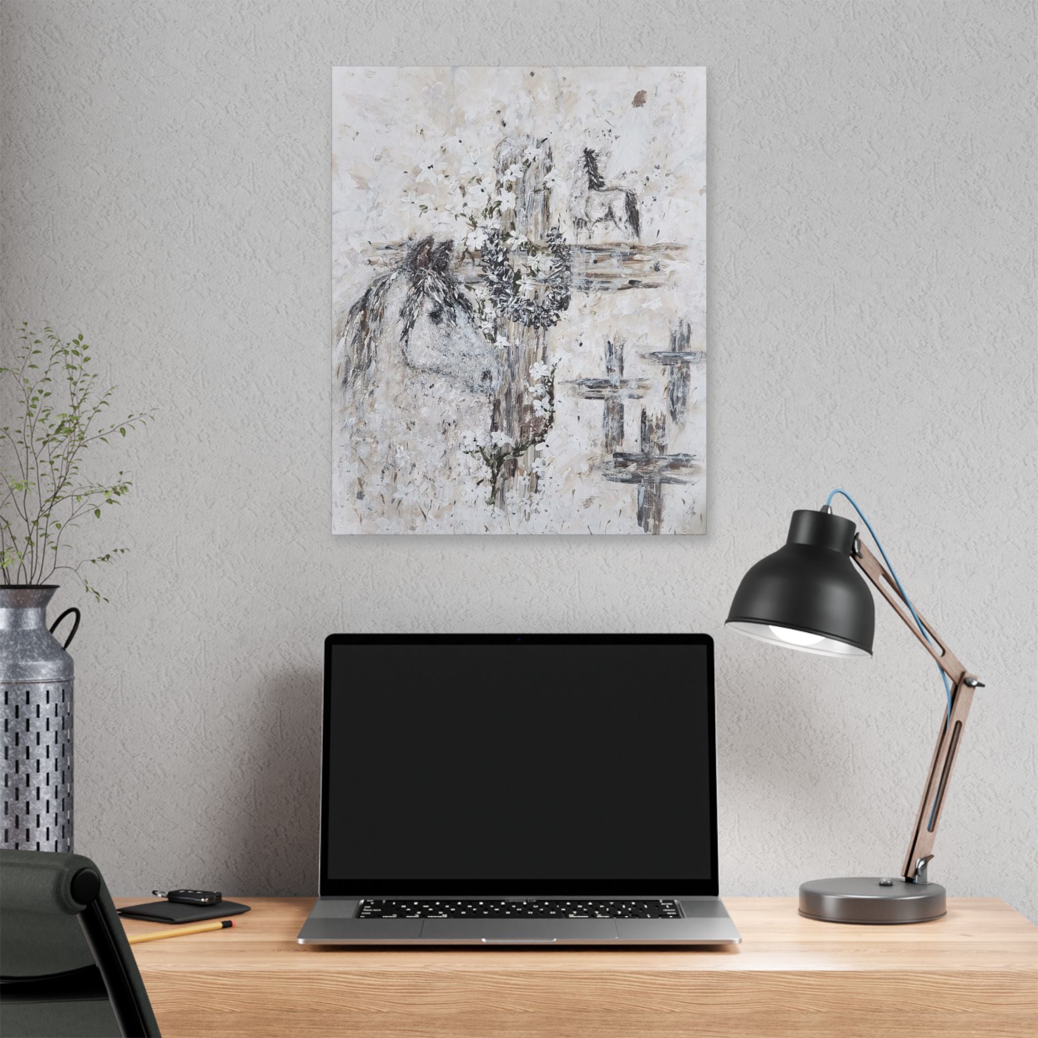 Beautiful Print of Faith Inspired "Jesus and Horses. Original Art print adding Inspiration, Light, and Faith into any Space.