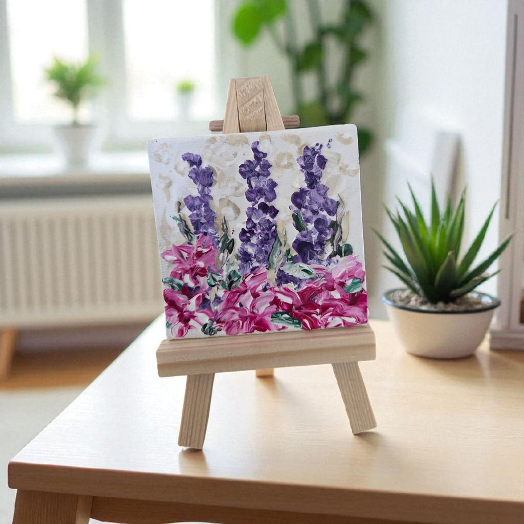 Little Light of mine- 3 lilac and pink original petite artwork