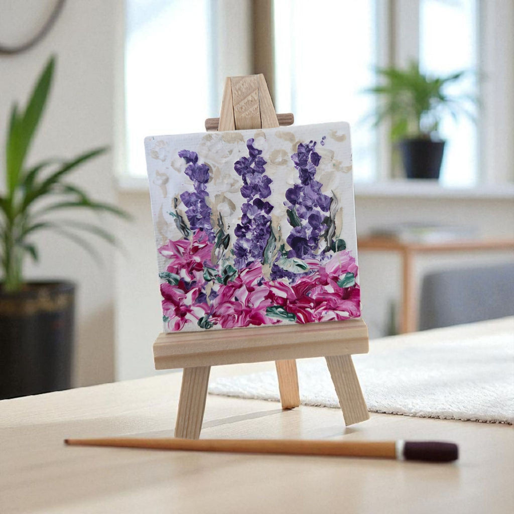 Little Light of mine- 3 lilac and pink original petite artwork