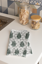 Holiday Christmas Faith-Inspired Tea Towel: Pine Trees, Crosses & Scripture