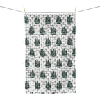 Holiday Christmas Faith-Inspired Tea Towel: Pine Trees, Crosses & Scripture