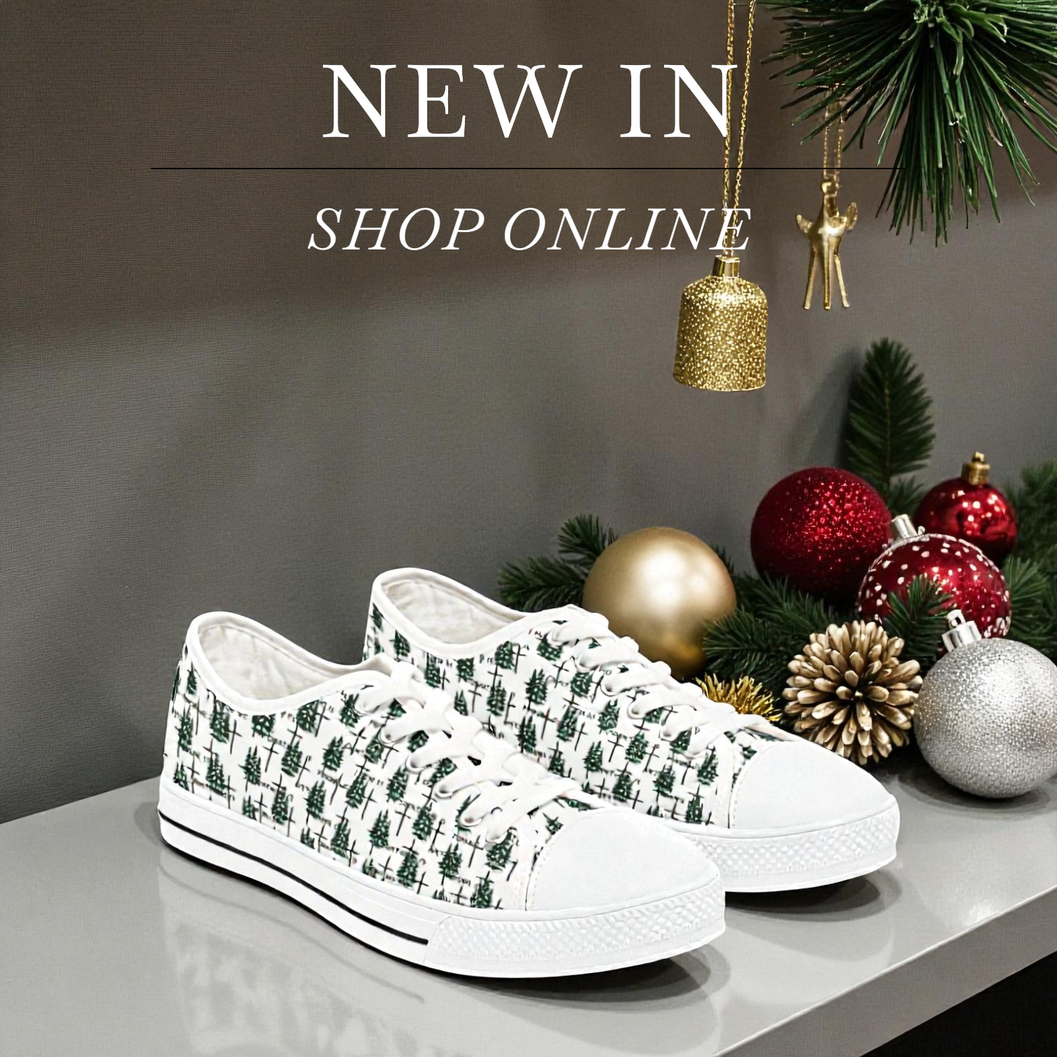 🌲 Faith-Inspired Women’s Tennis Shoes: Pine Trees, Crosses & Scripture