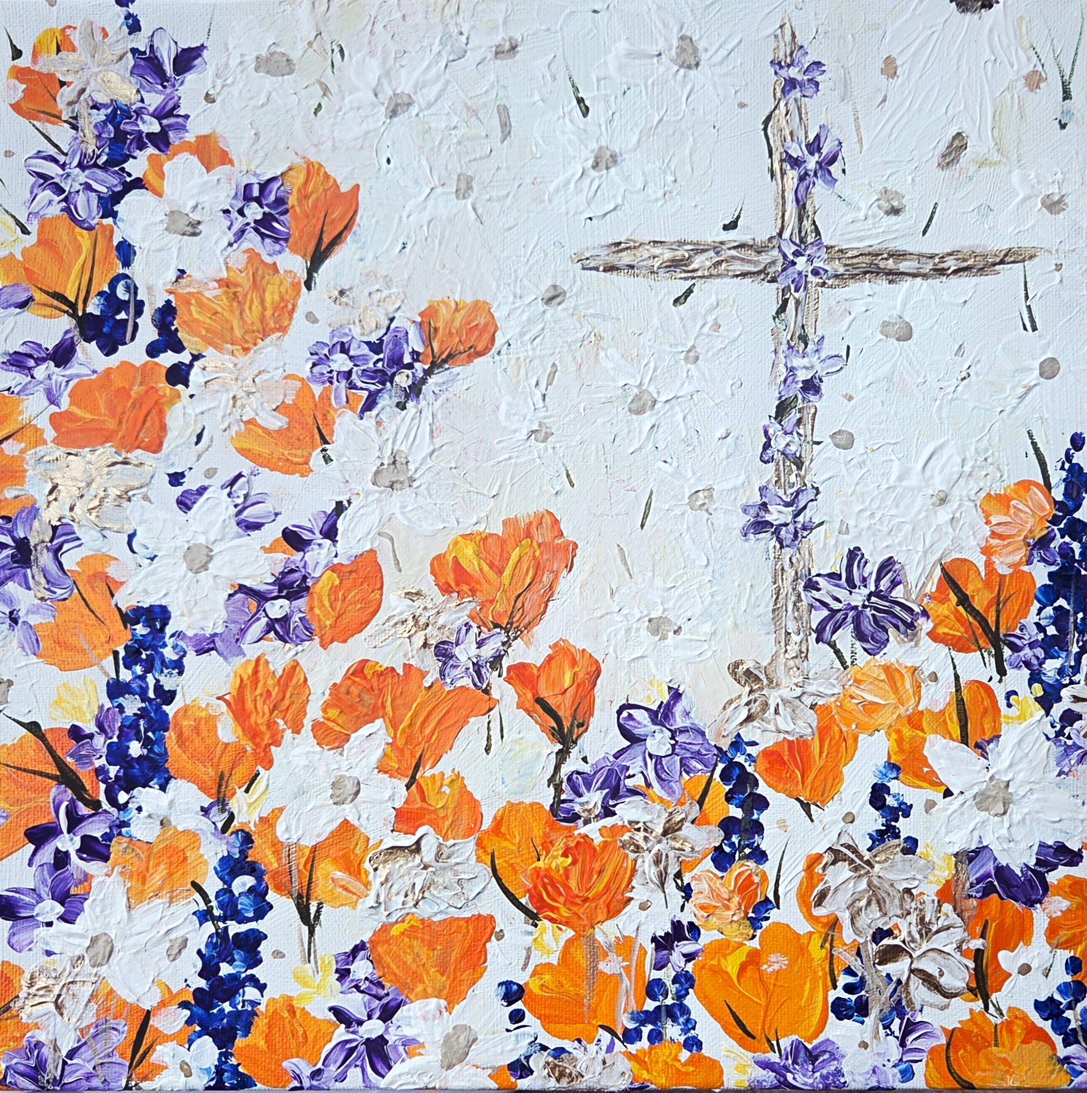 New from the Where's Jesus Collection! Light and Poppies  — Faith inspired contemporary Original Painting