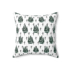 Faith Inspired Christmas Trees and Crosses Pillow | Spun Polyester Square Pillow