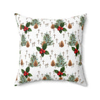 Contemporary Faith-Inspired Christmas Trees & Crosses Holiday Pillow — Holly Berries Accent