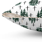Faith Inspired Christmas Trees and Crosses Pillow | Spun Polyester Square Pillow