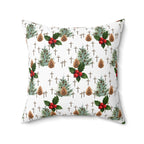 Contemporary Faith-Inspired Christmas Trees & Crosses Holiday Pillow — Holly Berries Accent