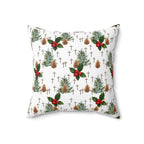 Contemporary Faith-Inspired Christmas Trees & Crosses Holiday Pillow — Holly Berries Accent