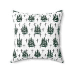Faith Inspired Christmas Trees and Crosses Pillow | Spun Polyester Square Pillow