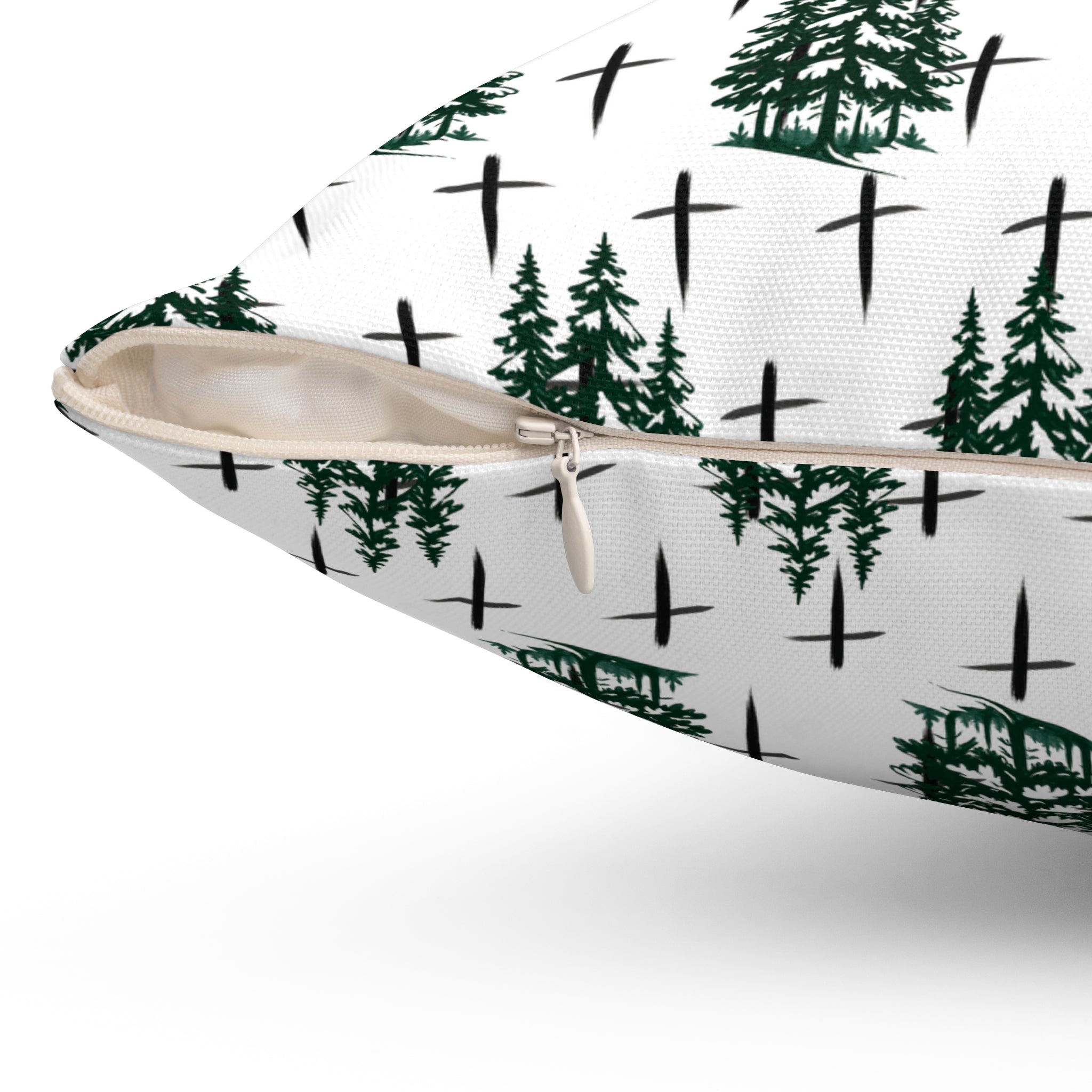 Faith Inspired Christmas Trees and Crosses Pillow | Spun Polyester Square Pillow