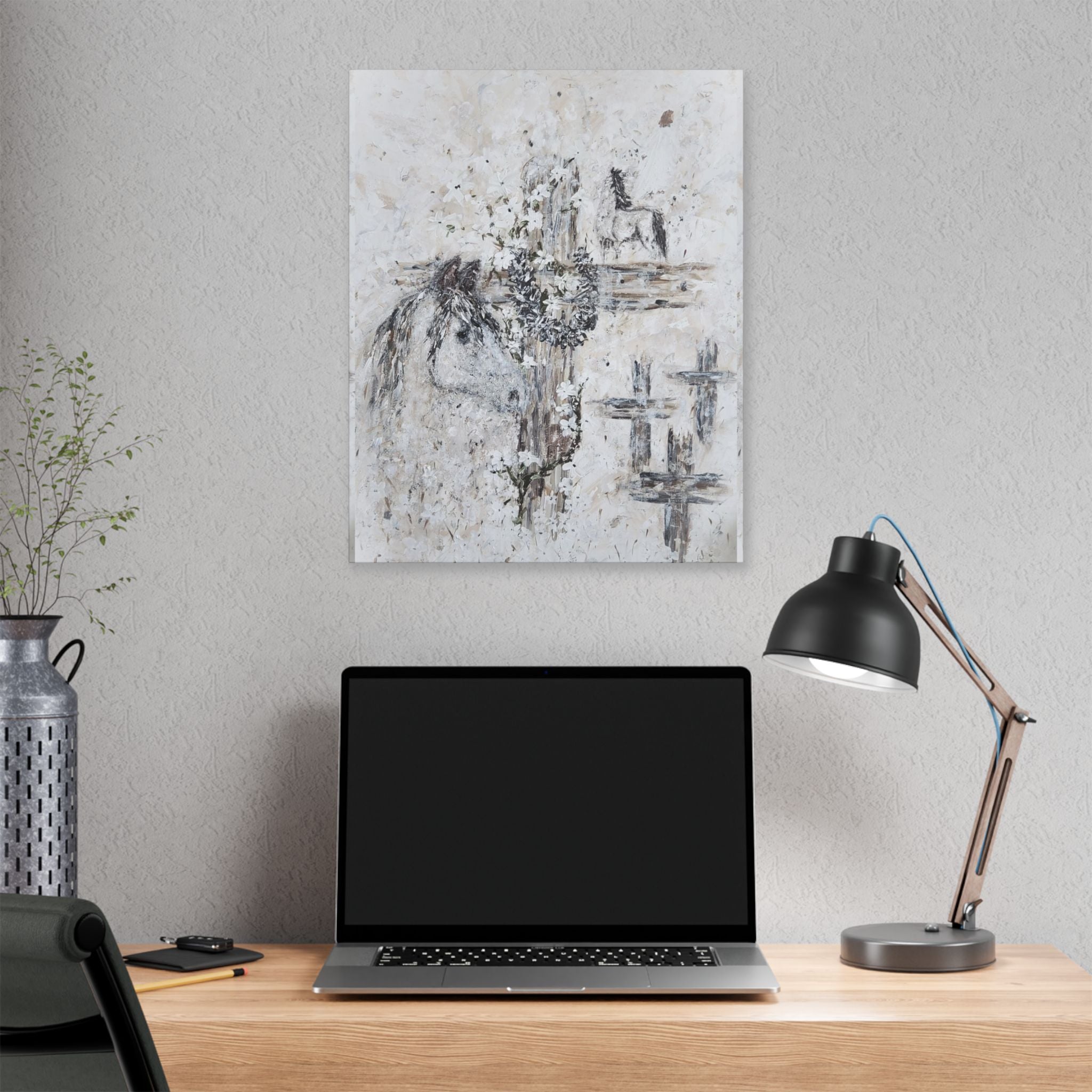 Beautiful Print of Faith Inspired "Jesus and Horses. Original Art print adding Inspiration, Light, and Faith into any Space.