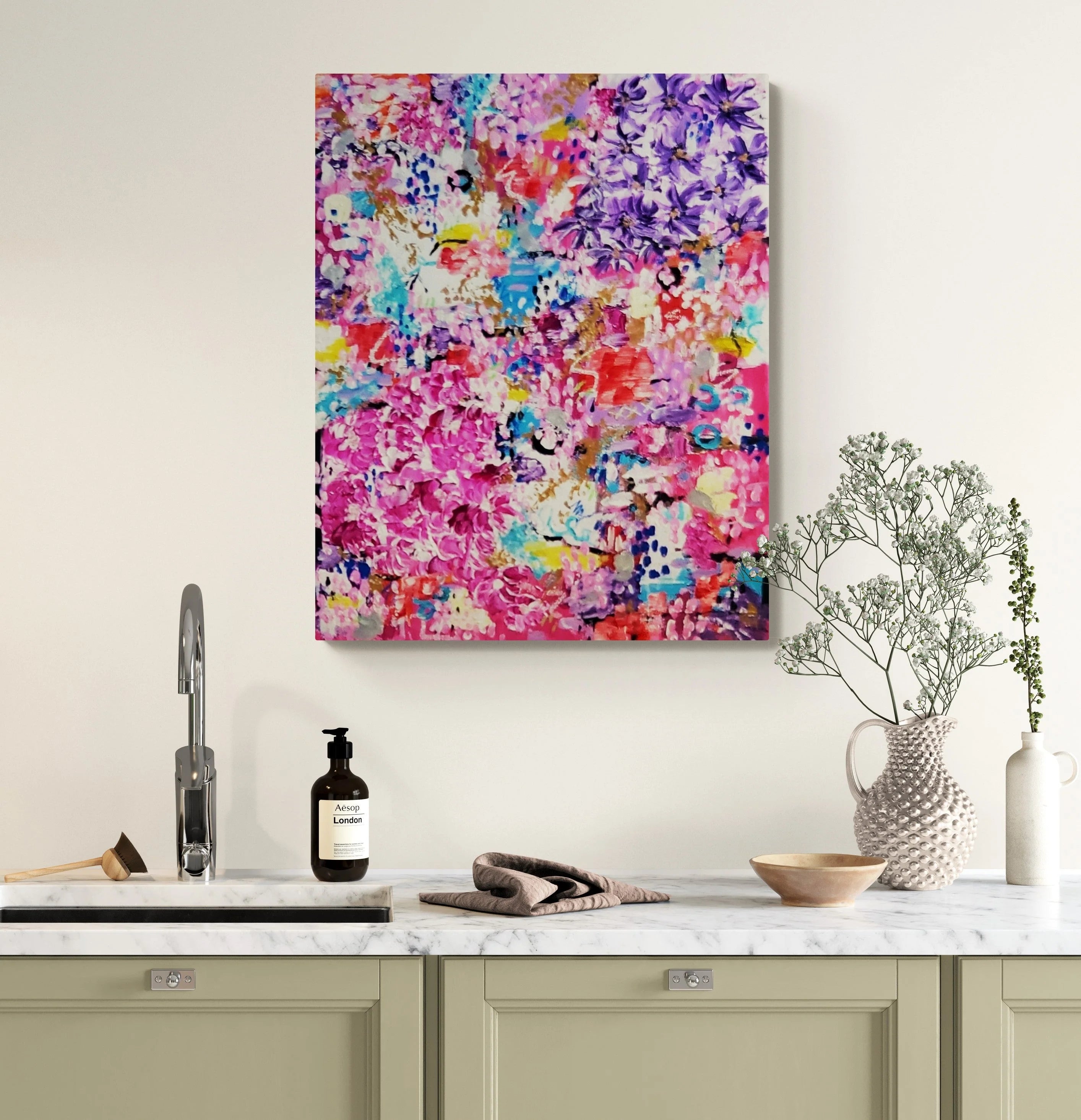 Tropical Escape-Original Abstract Inpressionist Colorful Floral Painting