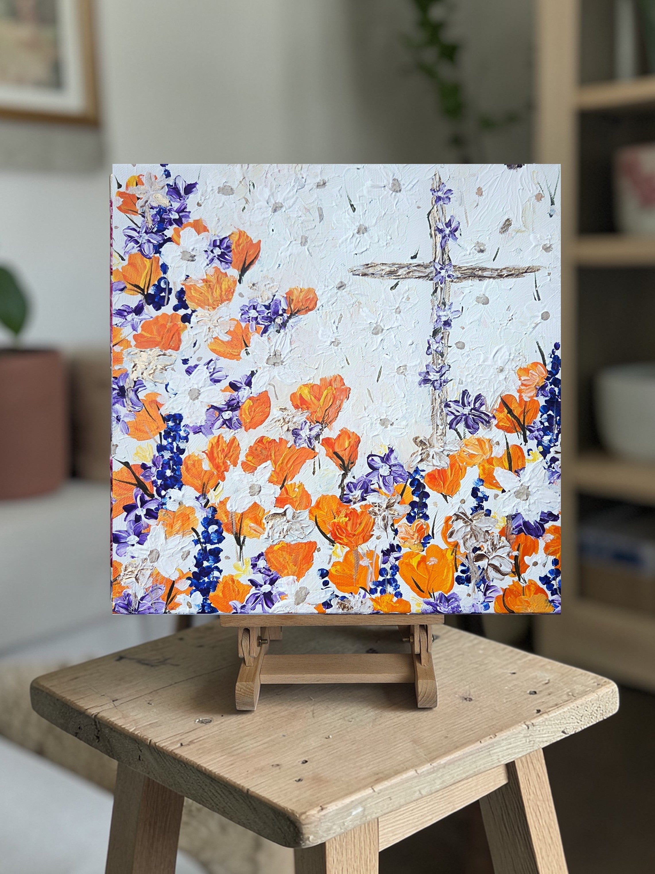 New from the Where's Jesus Collection! Light and Poppies  — Faith inspired contemporary Original Painting