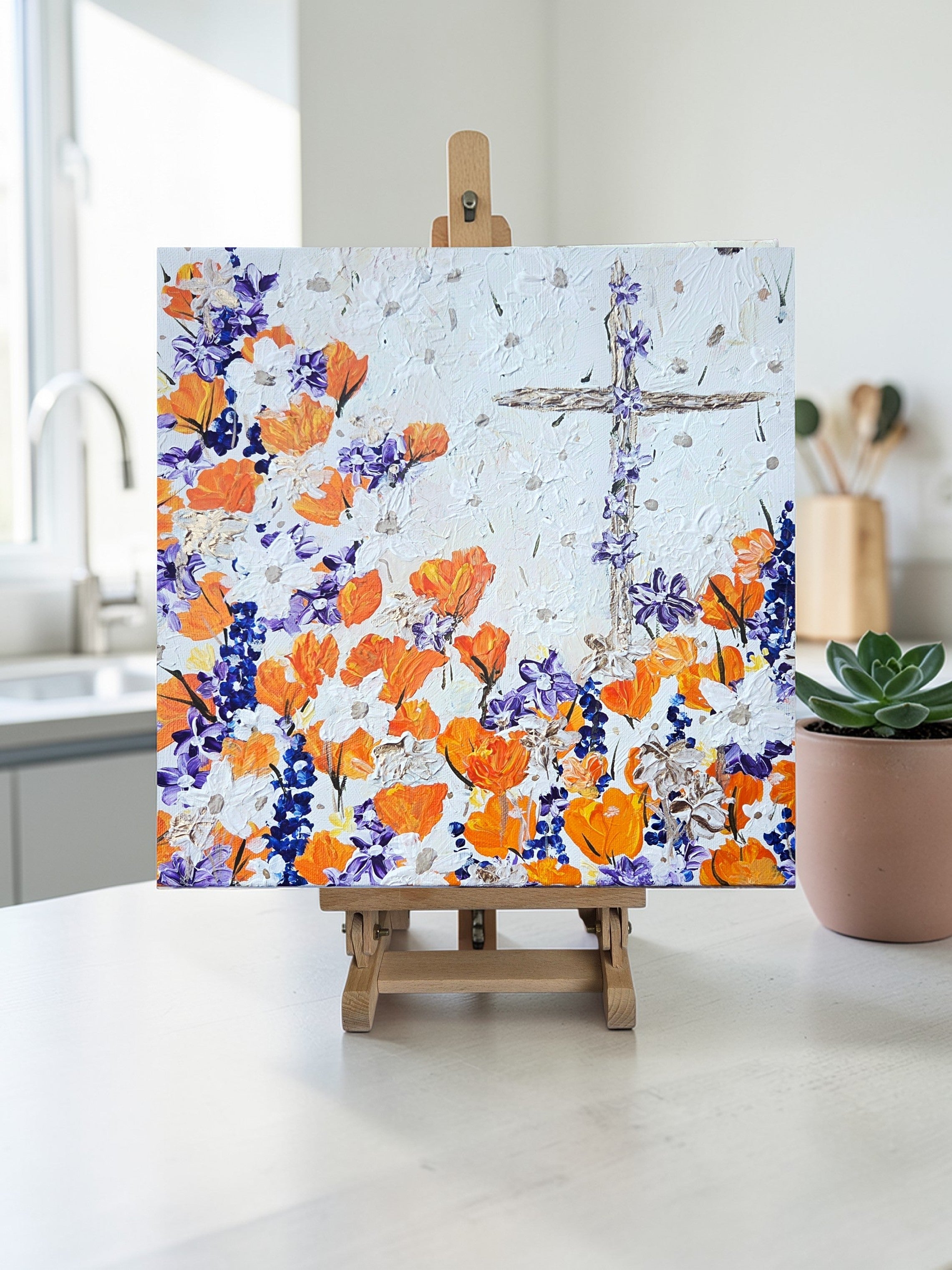 New from the Where's Jesus Collection! Light and Poppies  — Faith inspired contemporary Original Painting