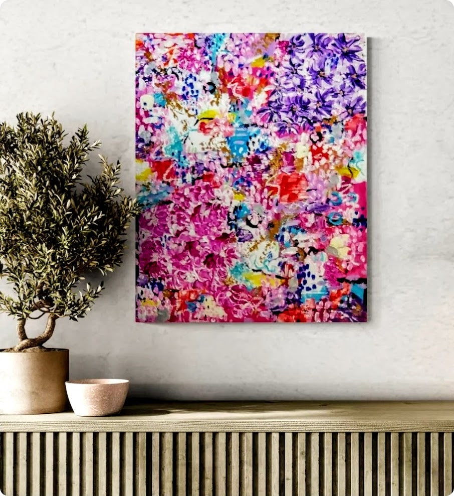 Tropical Escape-Original Abstract Inpressionist Colorful Floral Painting