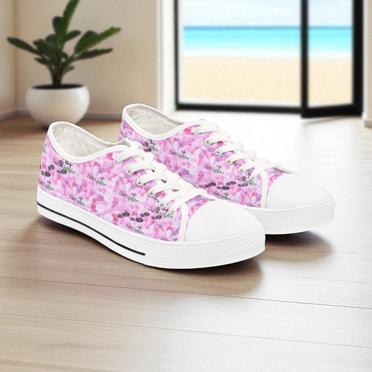 FaithWalks pink black logo and crosses womens tennis shoes