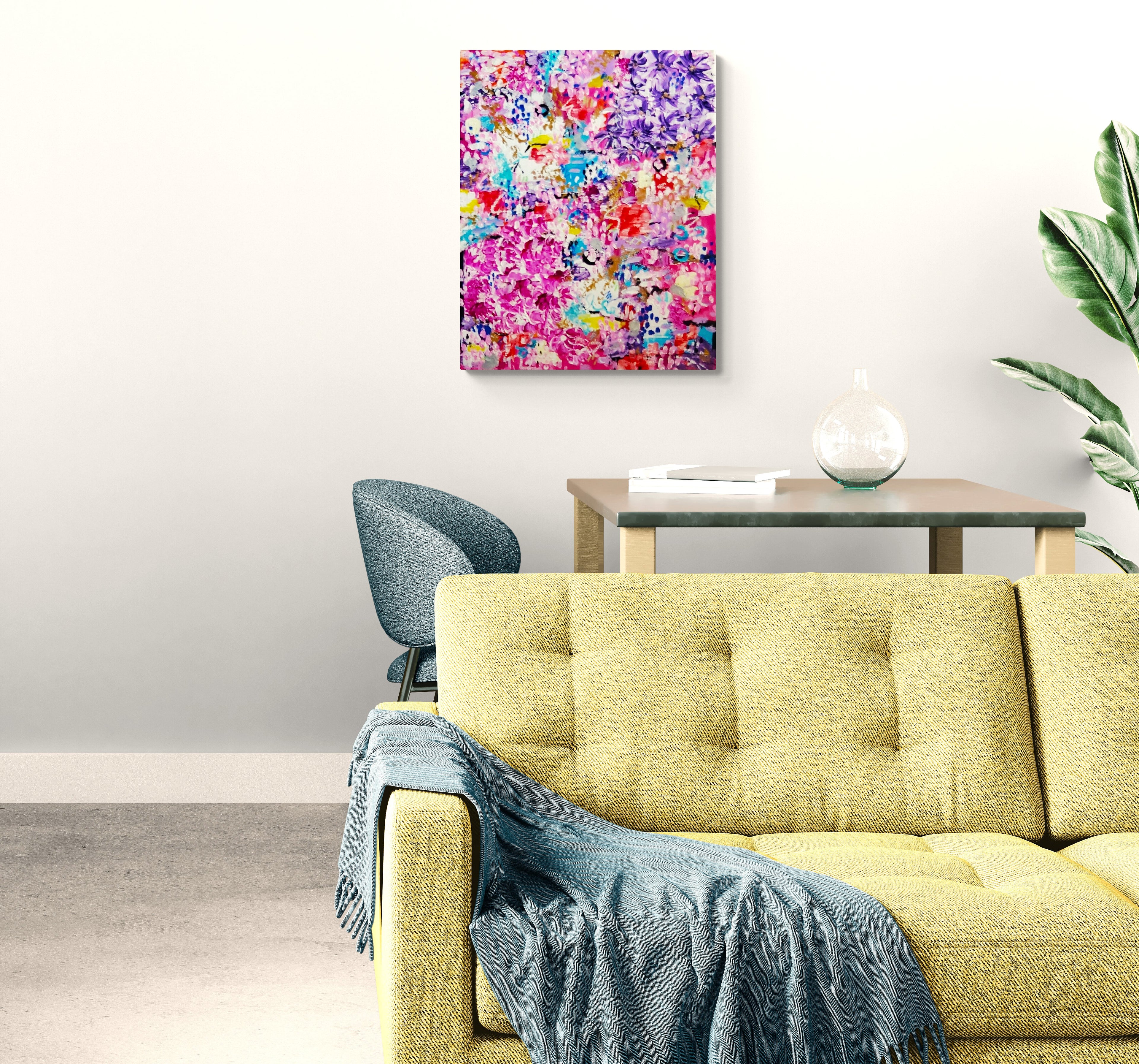 Tropical Escape-Original Abstract Inpressionist Colorful Floral Painting
